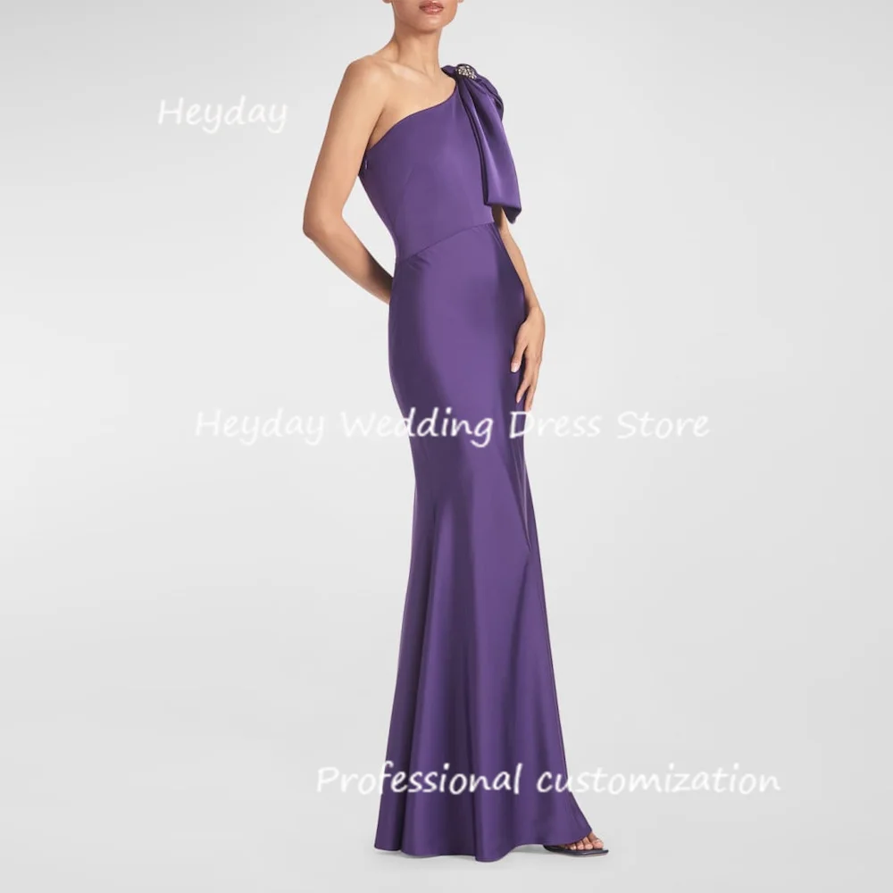 Heyday Satin One Shoulder Mermaid Floor-Length Diamond Classics Draped Formal Occasion Evening Party Pretty Dresses Heyday 2024