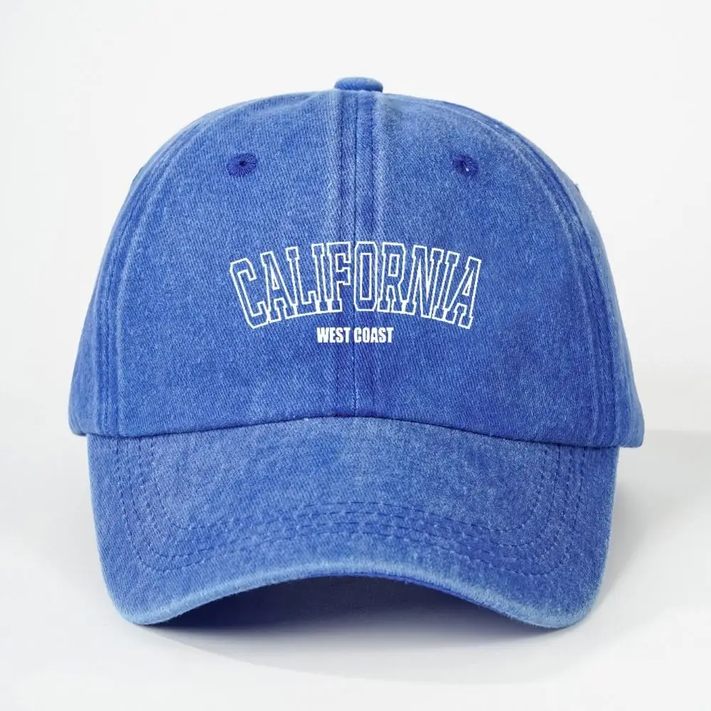 CALIFORNIA Embroidery Baseball Cap Adjustable Cotton Distressed Faded Cap Hip-hop Washed Snapback Baseball Cap