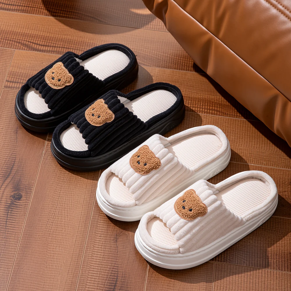 

Women's Simple Solid Color Slippers, Casual and Comfortable Plush-Lined Shoes, Comfortable Indoor Home Slippers, Suitable for All Seasons