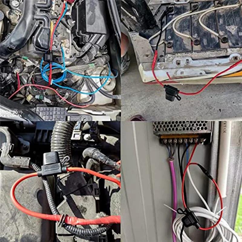 Suporte de fusível de calibre ABSE-10 - Suporte de fusível em linha de 10 AWG com fusíveis de lâmina ATC de 40 AMP (pacote com 4) Suporte de fusível de retrofit automotivo