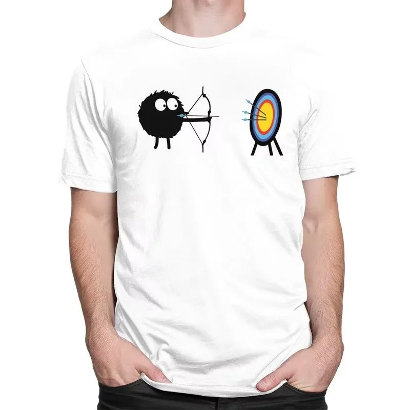 Funny Archery Target Graphic T-Shirt for Men 100% Cotton Breathable Casual Archer Tee
