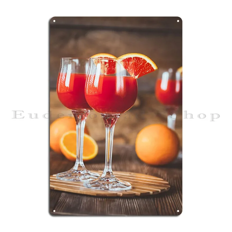 Glasses Of Mimosa Cocktail Metal Plaque Poster Rusty Cave Home Create Cinema Tin Sign Poster