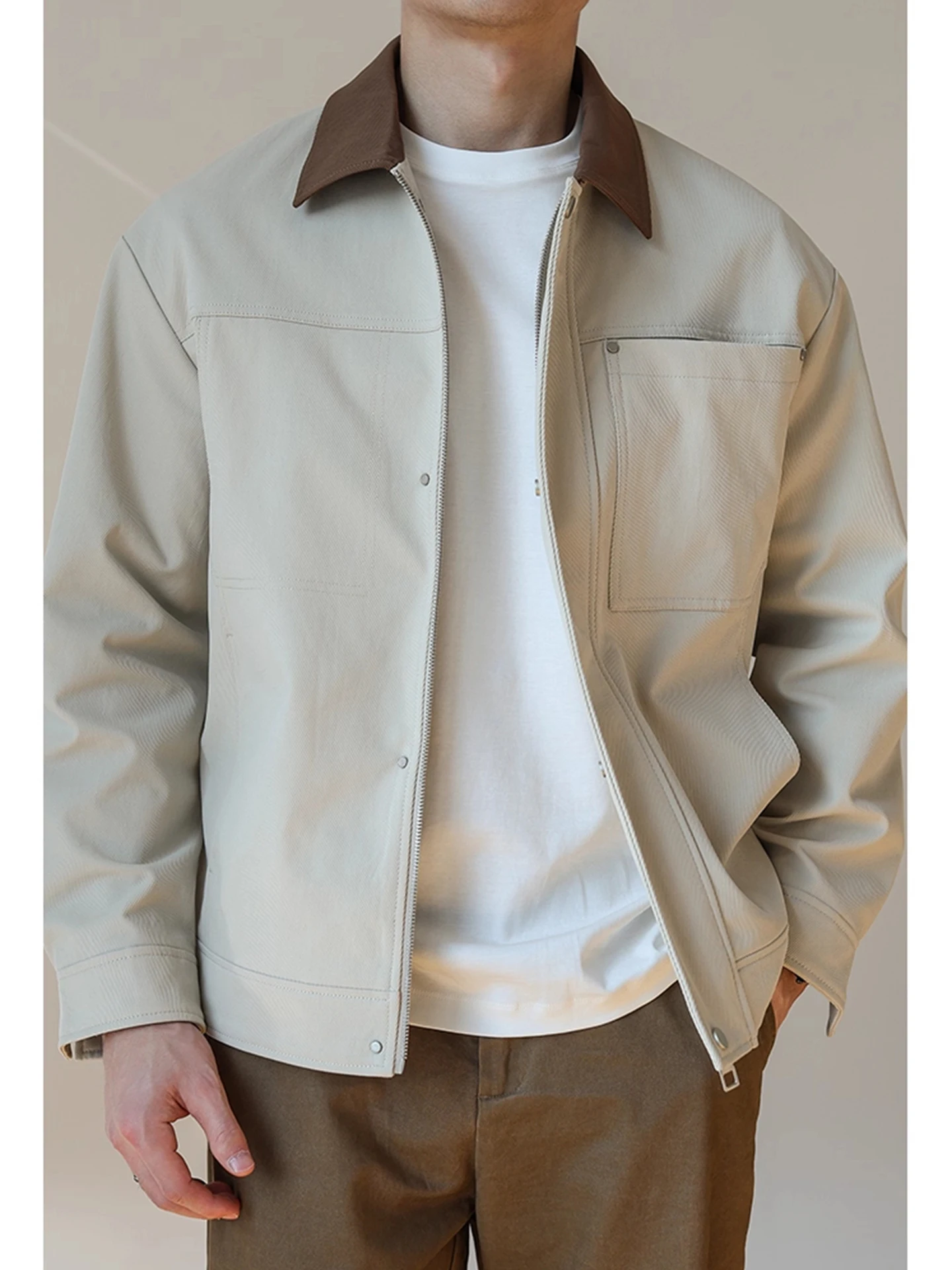 

Мужская повседневная куртка в американском стиле с воротником-стойкой, весна-осень, новая модель, рабочая одежда, высококачественная куртка на молнии