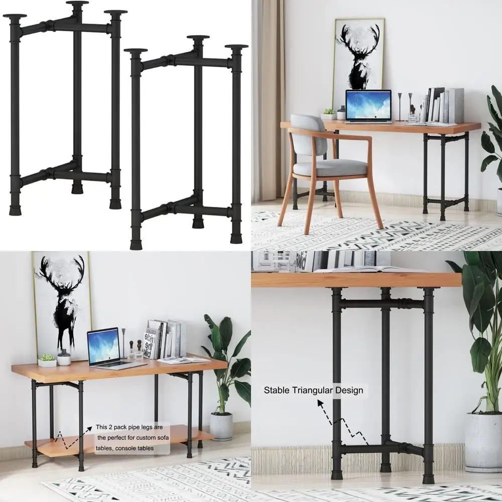 

Heavy Duty Vintage Metal Pipe Table Legs for Industrial Desks, Dining and Coffee Tables, 28 Inch Set