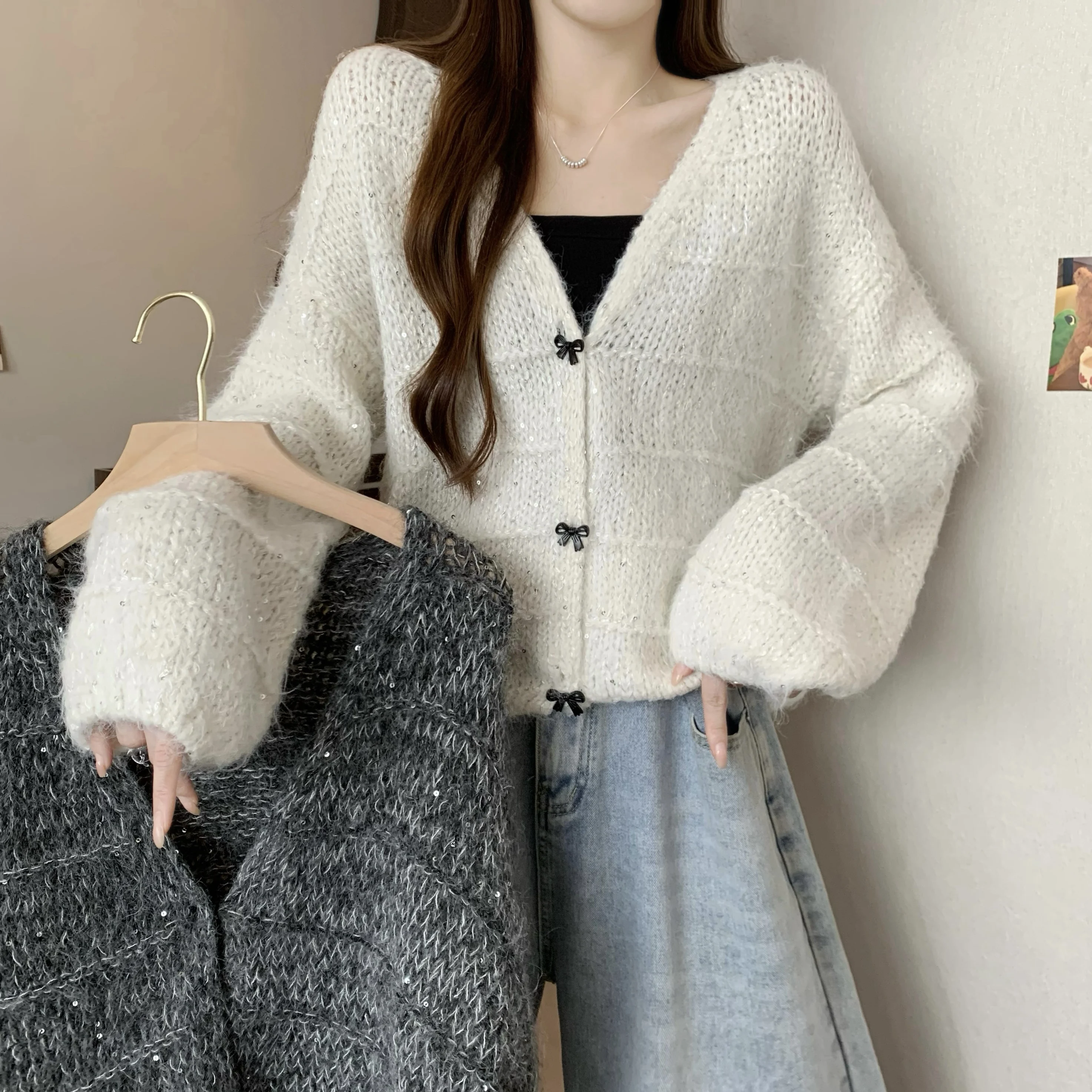 Coreano Sle V-Ne maglione lavorato a maglia ort cardigan cappotto donna Faion autunno inverno nuovo arrivo Ele abbigliamento interno casual