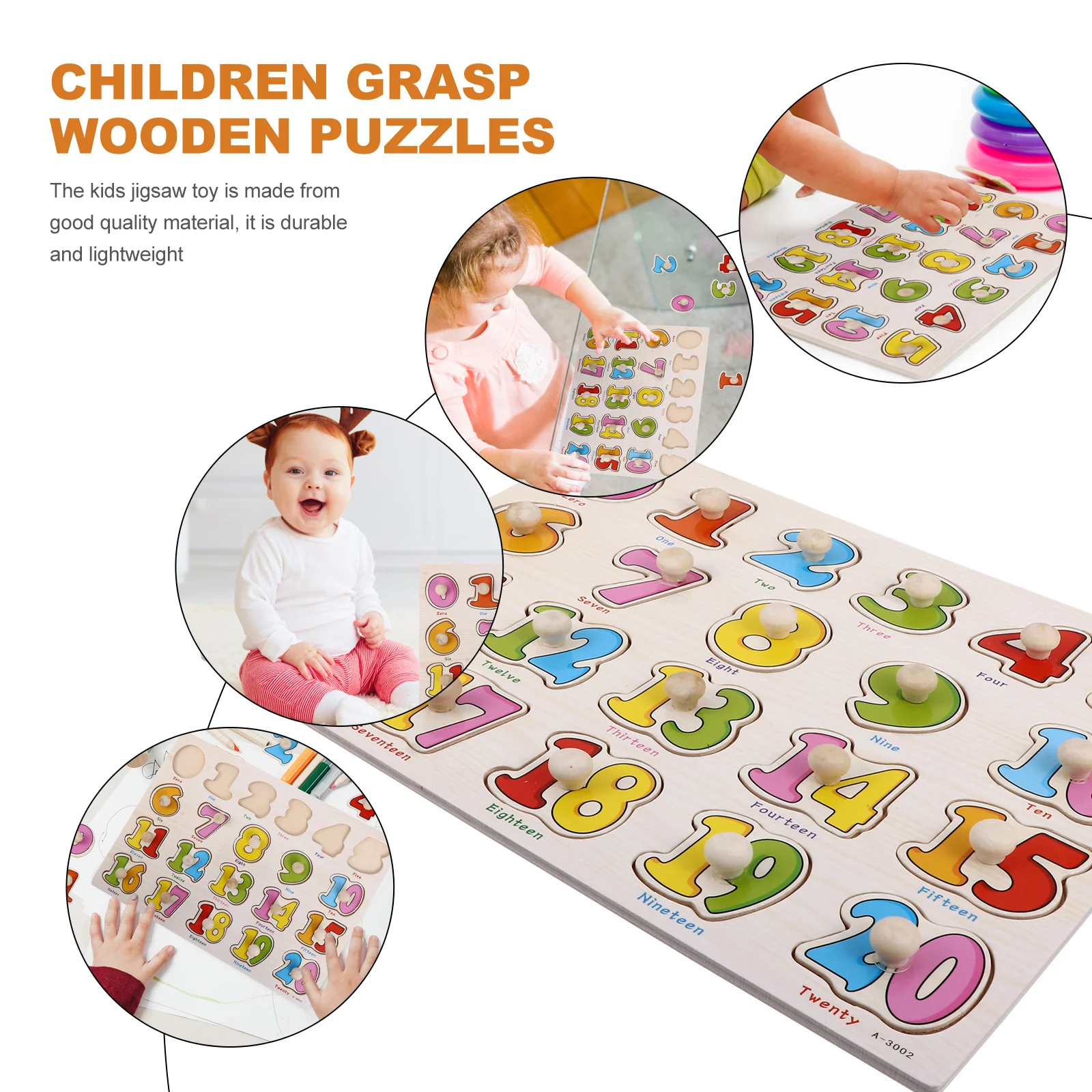 1 ชุด 1 ชุด จิ๊กซอว์ไม้เกมตัวเลขสำหรับเด็ก ของเล่นเสริมพัฒนาการเด็ก ปริศนาไม้สำหรับการเรียนรู้ในวัยเริ่มต้น
