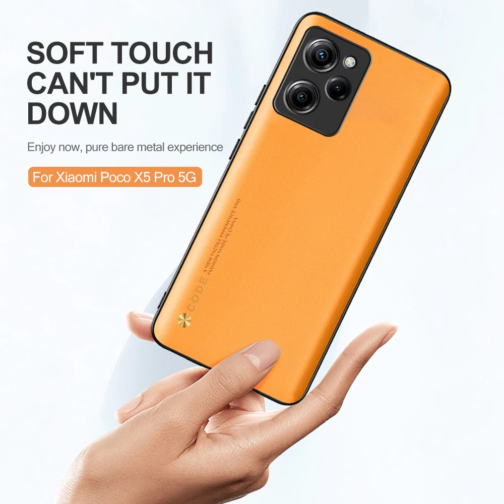 For Poco X5 Pro 5G Case Plain Skin Leather Soft TPU Frame Back Cover Poko Little X5 X 5 Pro X5Pro PocoX5 5G 6.67