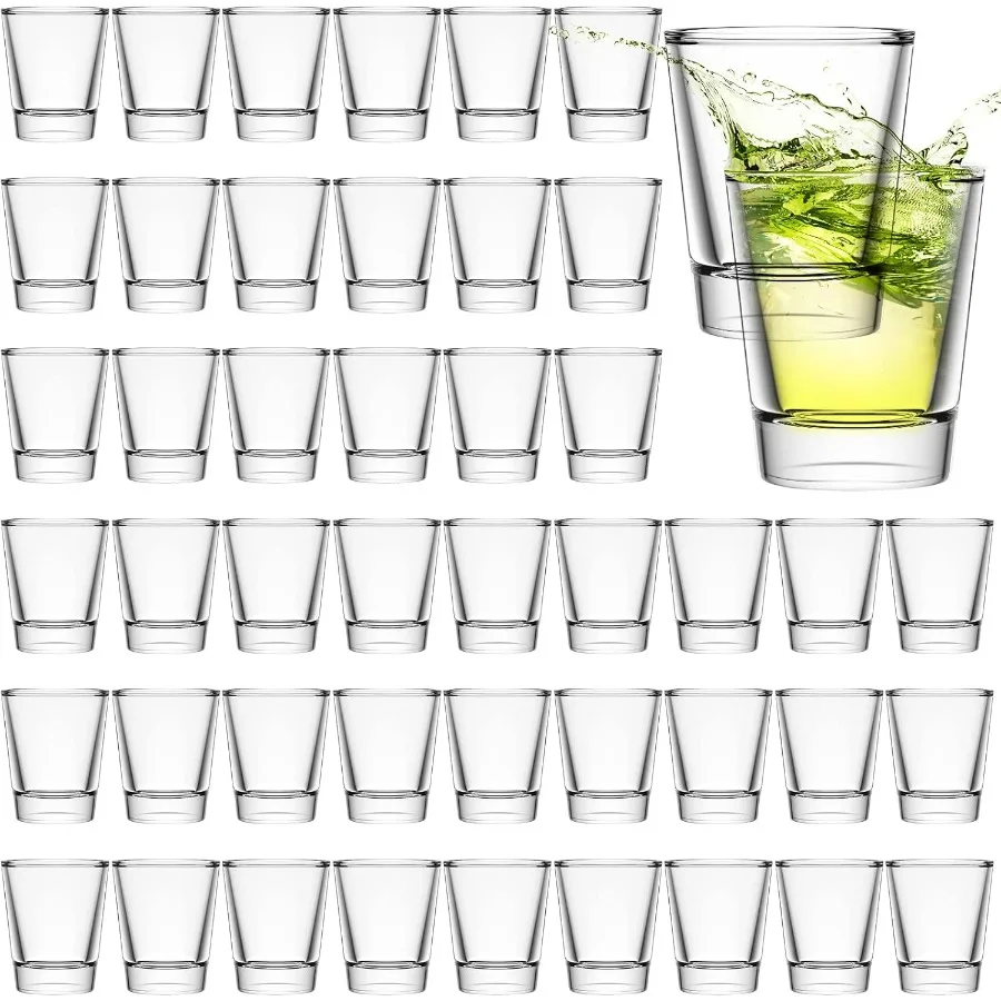 

100 Pieces Clear Short Shot Glasses Bulk 1.5 oz Mini Round Shot Glasses with Heavy Base Small Glass Cups Ideal for Wedding Part