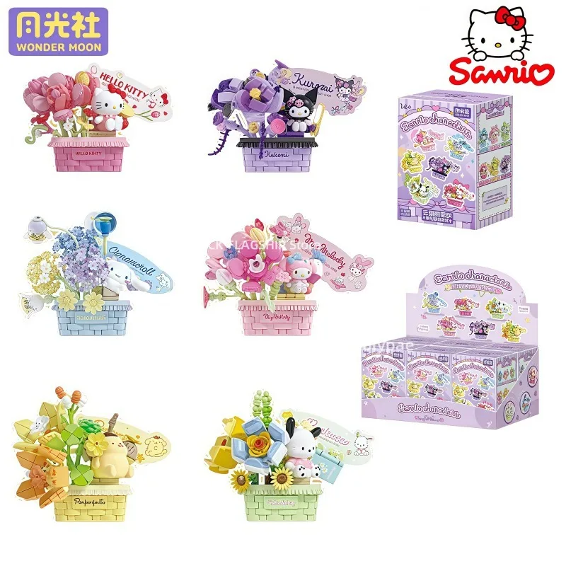 

Sanrio цветок секретный язык собранные строительные блоки Hellokitty мультяшное изображение Kawaii игрушка модель настольный орнамент детский подарок
