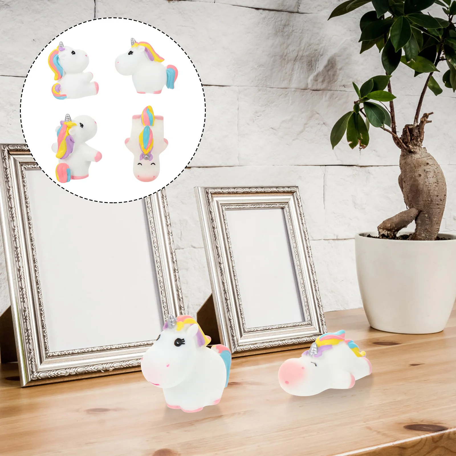 

4 Pcs Unicorn naments Durable Unicorn naments Resin Material Garden Decor Planter Accessory L