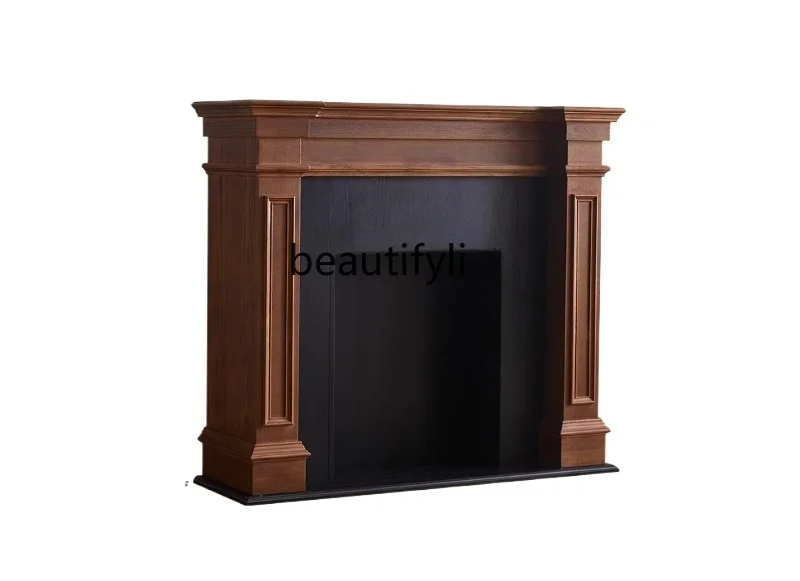 French retro solid wood decoration living room flame fireplace rack medieval furniture simulation fire mystery cabinet