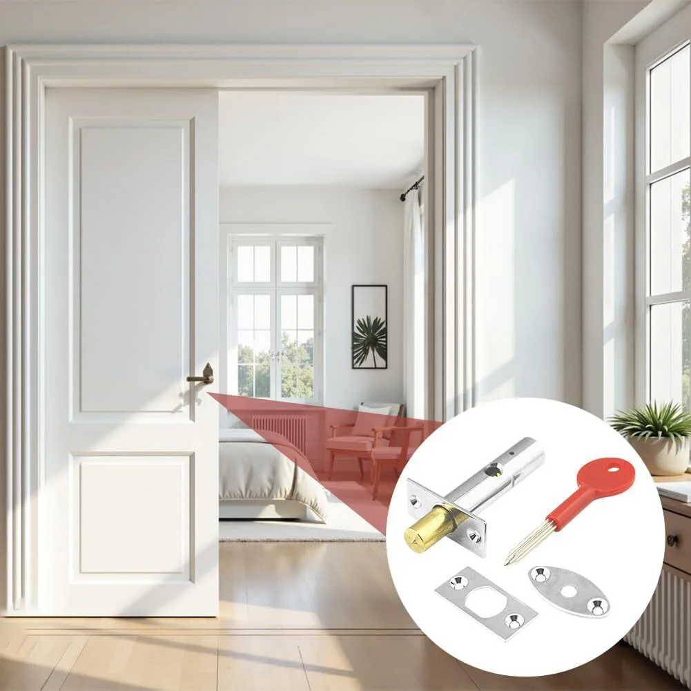 Home Security Internal Door Lock Star Key Silver Keyed Hardware Secret Mechanism Bolt Stability Rust Resistant