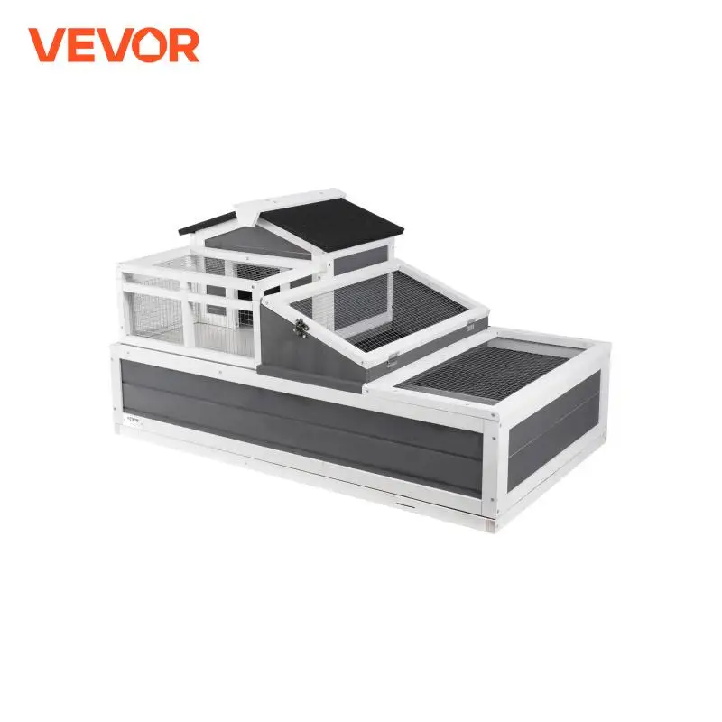 VEVOR 3-Room Tortoise House Tortoise Habitat Wooden Enclosure Indoor & Outdoor Openable Roof Large Reptile Cage 44