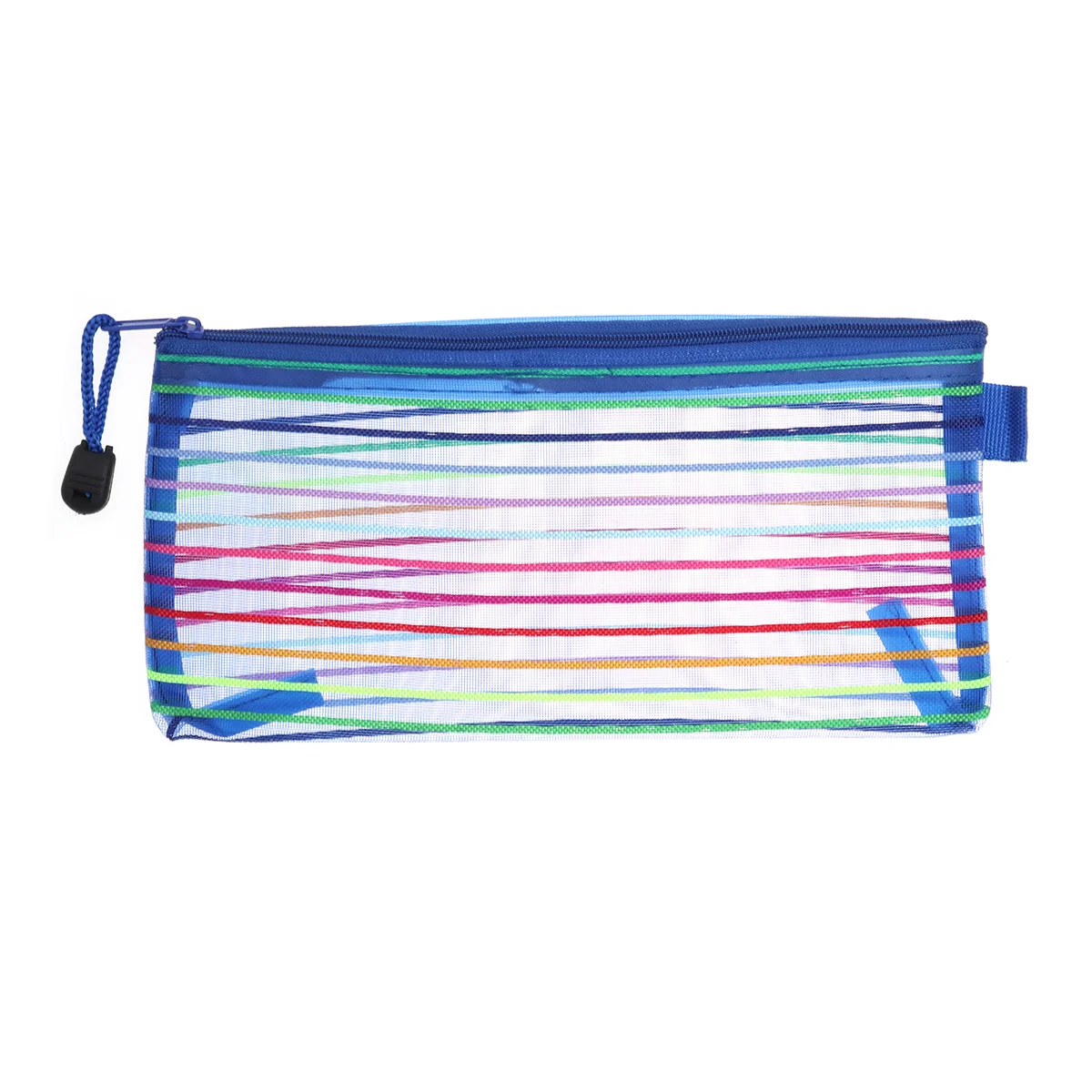 12 PCS Mesh Pencil Case Clutch Bag Storage with Zipper Rainbow Stripes Pouch Student