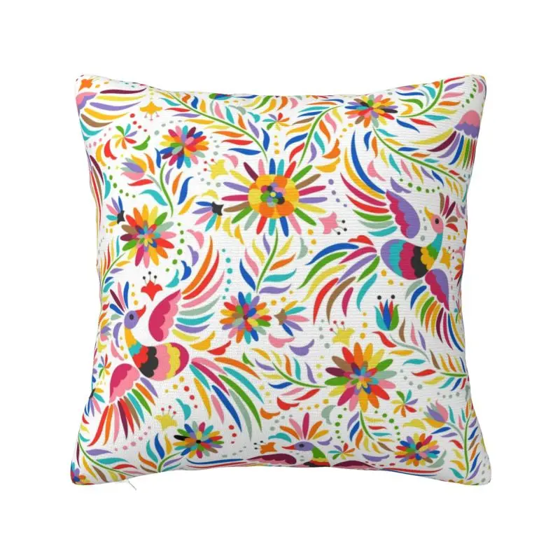 Custom Mexican Flower Square Pillow Case Decoration 3D Double Side Printed Floral Folk Cushion Cover for Sofa