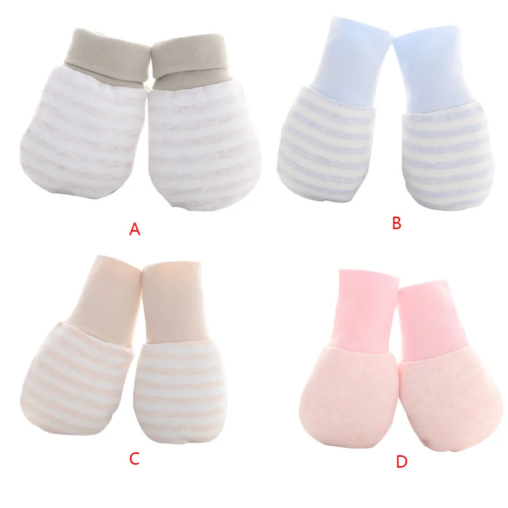 1 Pair Newborn Baby Anti-Scratch Mittens Breathable Gloves Unisex Toddler Warm Cotton Gloves  Pink