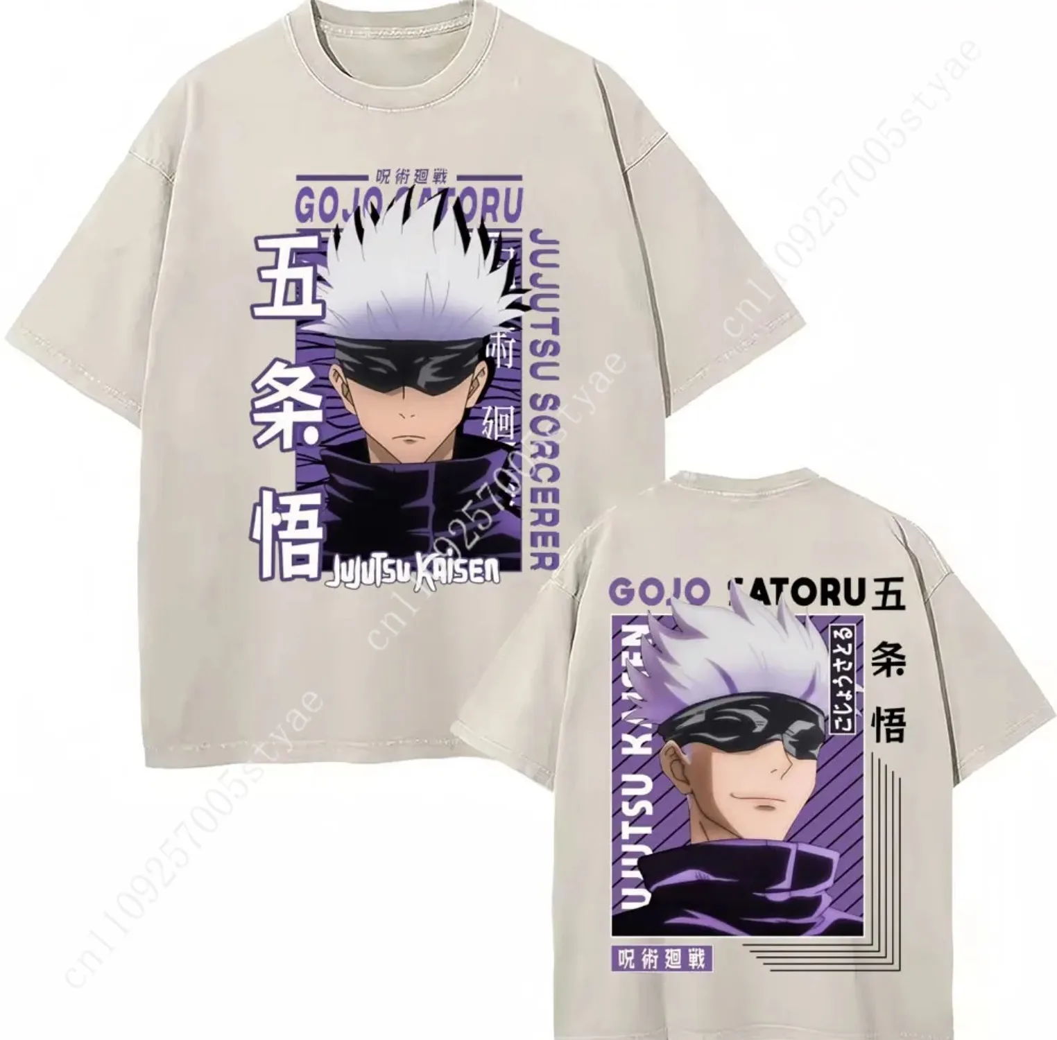 Japan Anime Jujutsu Kaisen Washed T Shirts Satoru Gojo Geto Suguru T-shirt Casual Cotton Oversized Harajuku T Shirt Fans Gifts view 5