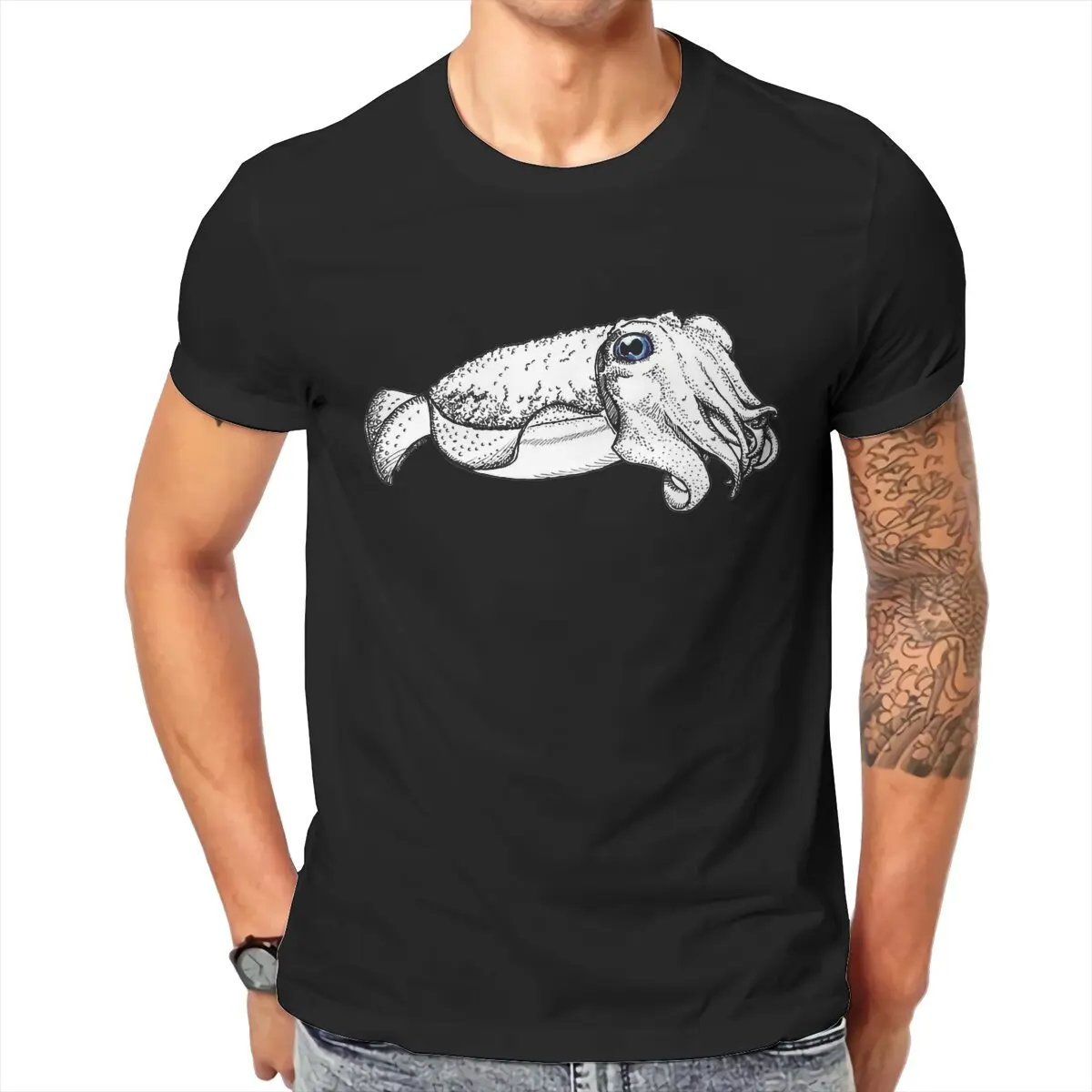 Men Friendly Cuttlefish T-Shirt Cool Style  Hipster Ofertas O Neck Graphic Tshirt