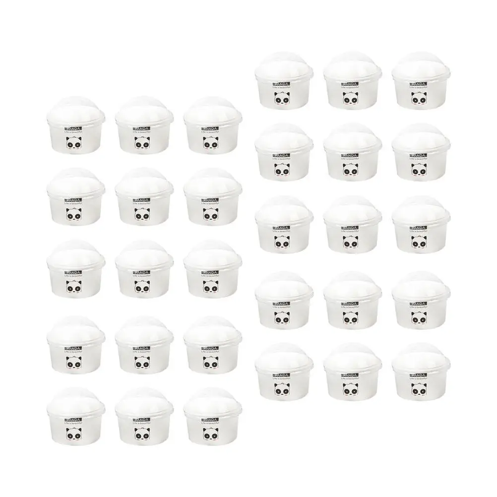 

100pcs 85/200ml Ice Cream Cup Ball Cup with Half Ball Cover Dessert Cake Cup Bowl (White Panda Pattern)