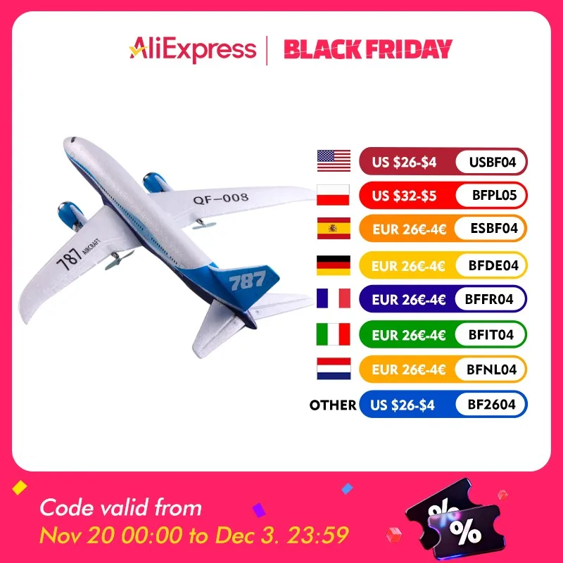 

QF008 Boeing 787 550mm Wingspan 2.4GHz 3CH Built-in Gyro EPP RC Airplane Glider RTF Aircraft Model Teaching Machine for Beginner