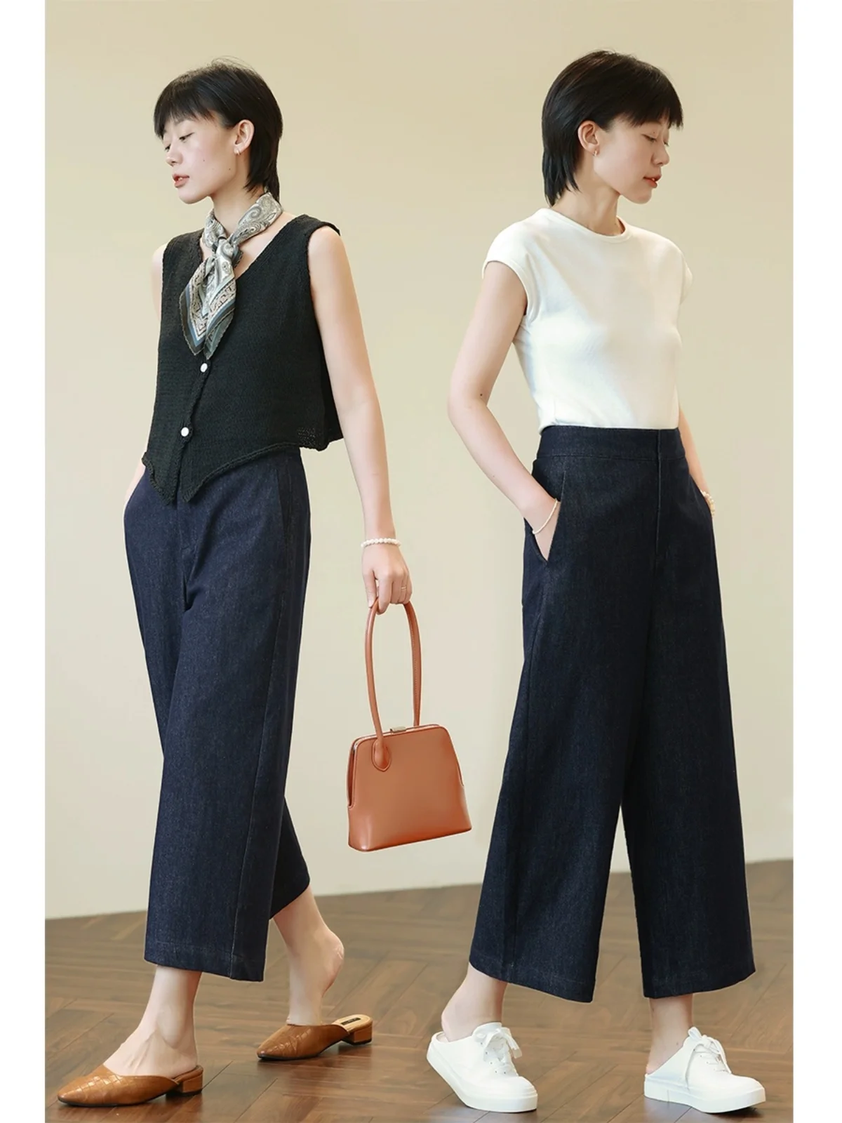 

Прямые джинсы с высокой талией, синие джинсы, женские широкие брюки в стиле ретро, осенние новые девять очков