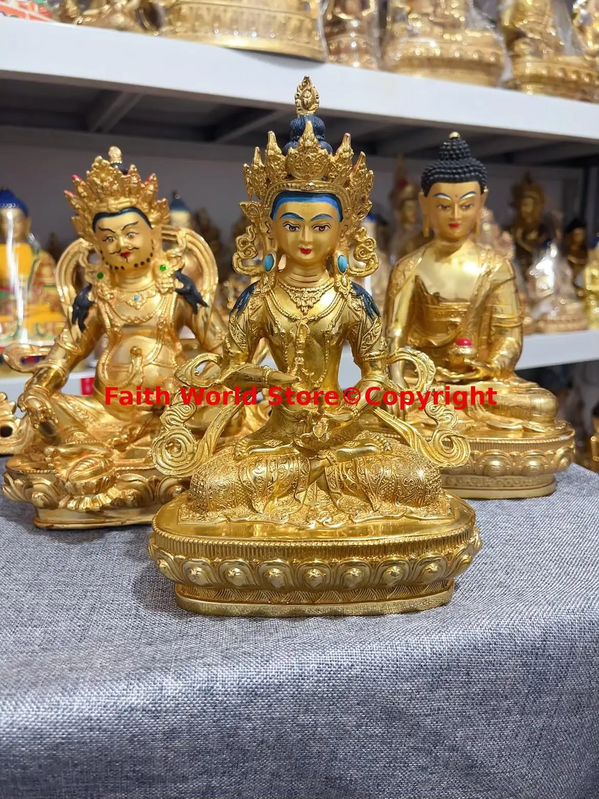 21cm Wholesale Buddhism supply Shakyamuni Jambhala Vajrasattva Vajra Power buddha Buddha statue HOME Altar worship protection