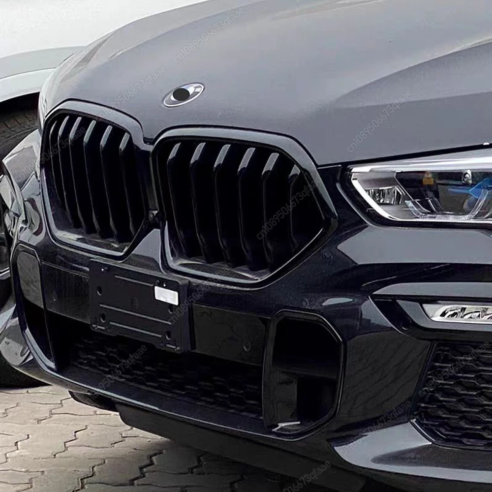 

For BMW X6 G06 M50i M50d X6M F96 2019-2023 Front Bumper Grille Grill Single/Double Slat Gloss Black Front Kidney Bodykits Tuning