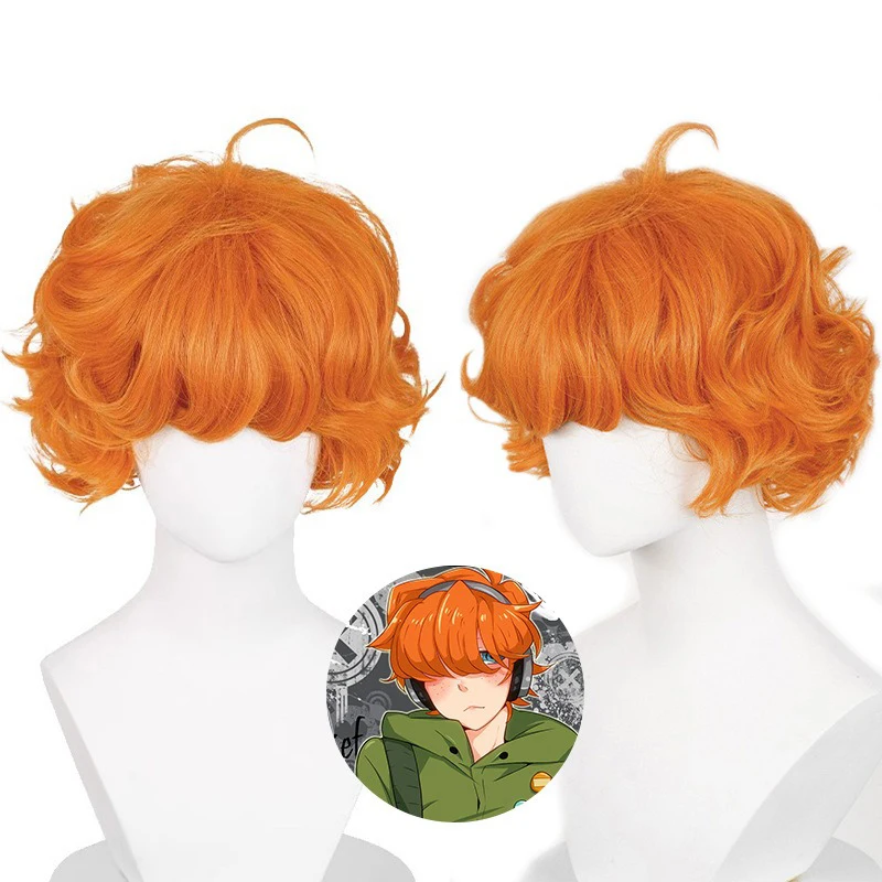 Burifu Karakter Pruik Cover Party Voer Match Hoofddeksels Klein Krullend Kort Haar Anime Panty Kous met Jarretellegordel Rol Pruik