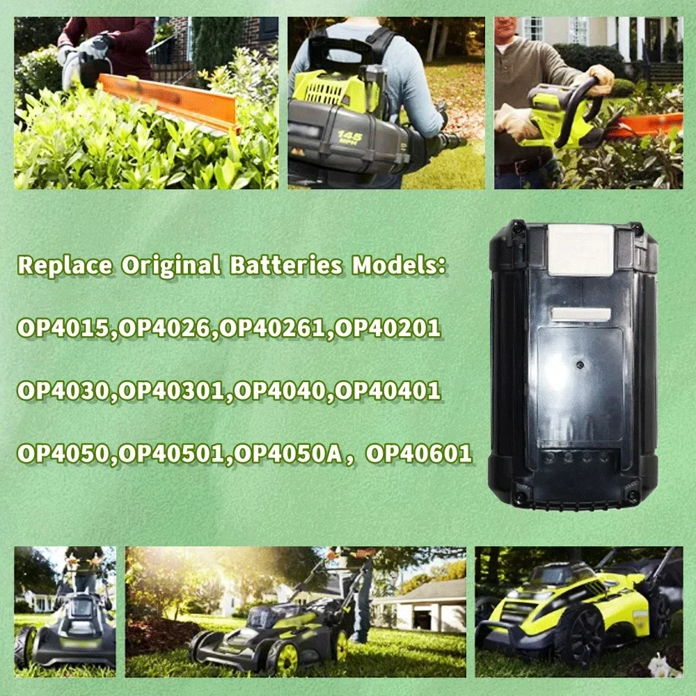 40V 10000mAh Rechargeable Lithium-ion Battery Suitable For Replacing Ryobi Power Tools OP4040 OP4050A OP40201 OP4026