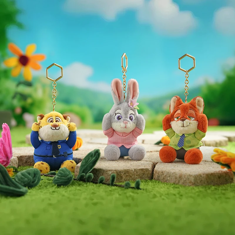 Anime zootopia nick judy chaveiro de pelúcia pingente bonito dos desenhos animados benjamin clawhauser boneca de pelúcia brinquedo atração magnética presentes da criança