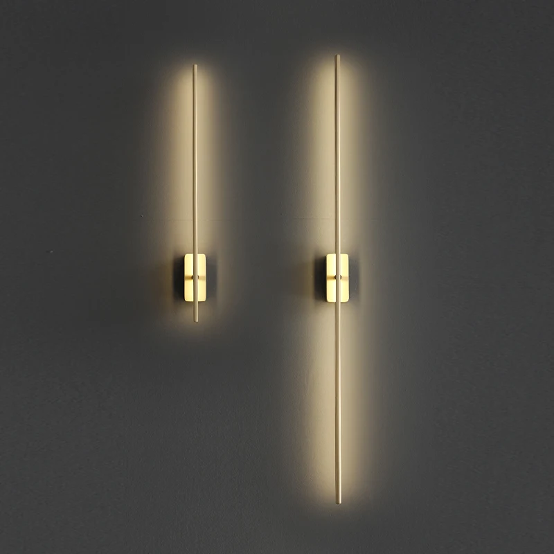 

Modern Copper Rotatable Wall light Minimalist Luxury Lighiting For Bedroom Bedside Living Room Aisle Long Strip Sconce Wall Lamp