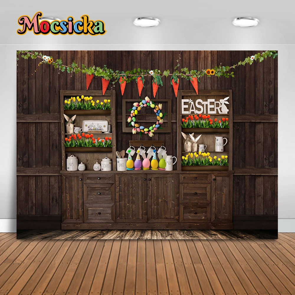 부활절 토끼 봄 꽃 사진 배경 정원 나무 문 아이 생일 파티 초상화 장식 배경, 사진 스튜디오 소품