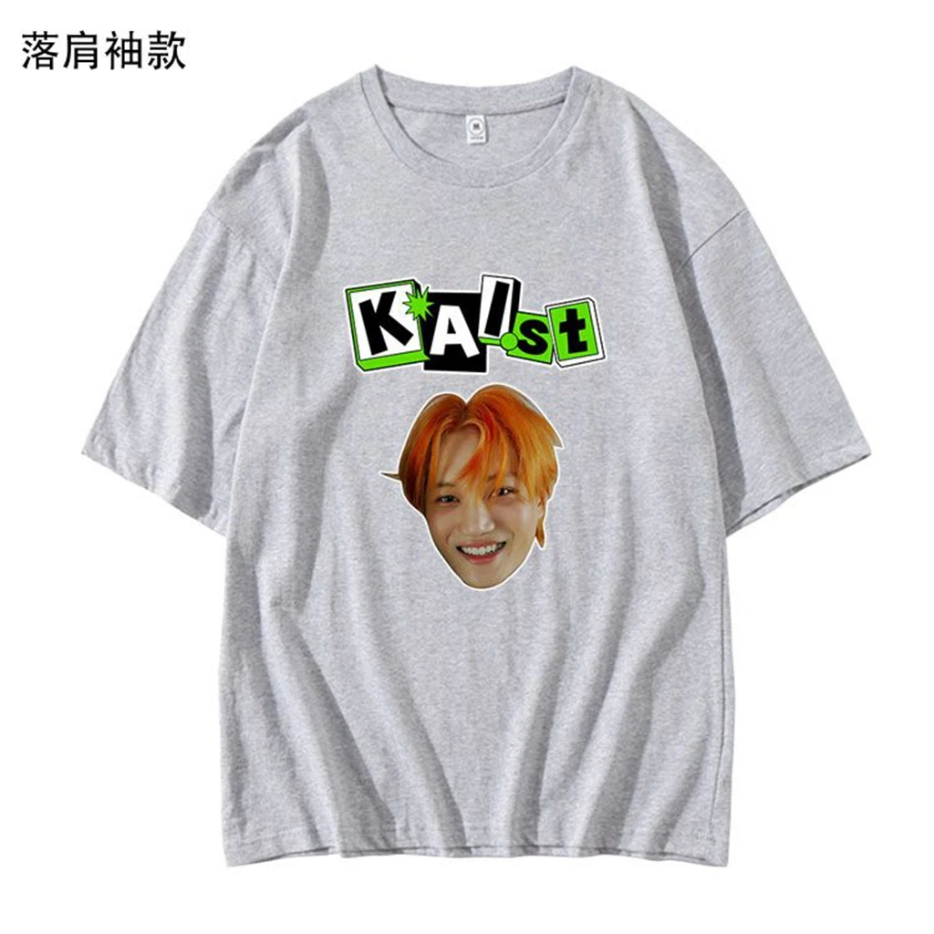 KPOP Y2K EXO KAIst Head BACK SHORT T-shirt Summer Women Bat Sleeve Cotton Y2k T-shirt Harajuku 90S Oversize Streetwear