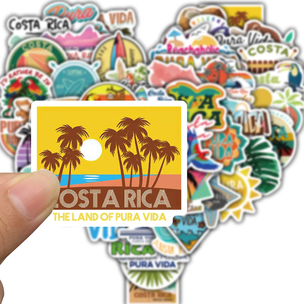 50PCS Costa Rica Stickers Print Notebook Laptop Refrigerator Luggage Graffiti Water Cup Skateboard Helmet Car Decoration Sticker