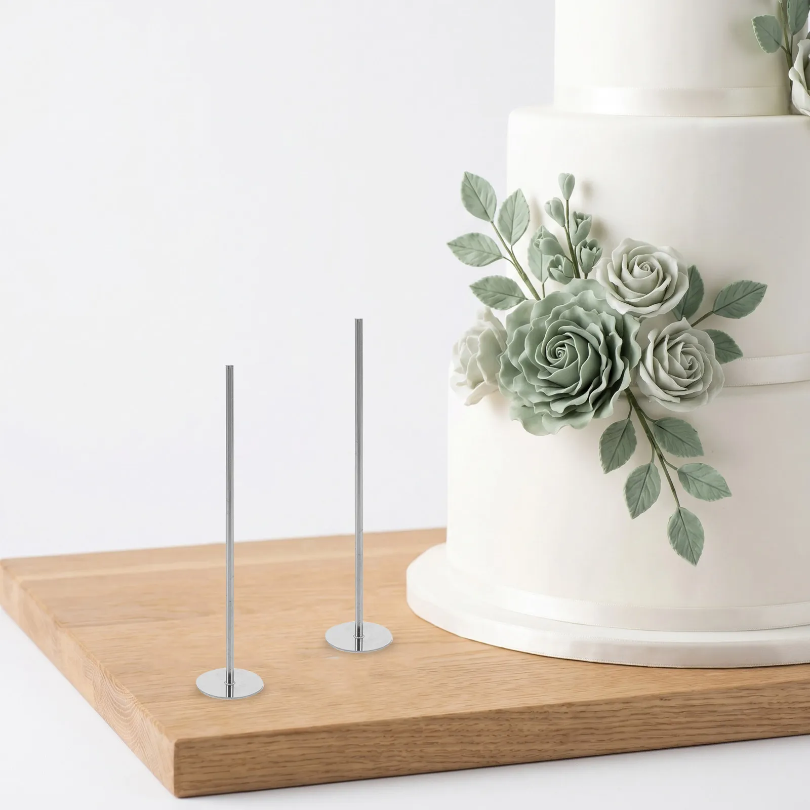 4Pcs Stainless Steel Cake Heating Core Dowels Cake Support Rods Center Rods for Wedding Birthday Baking Stabilizer