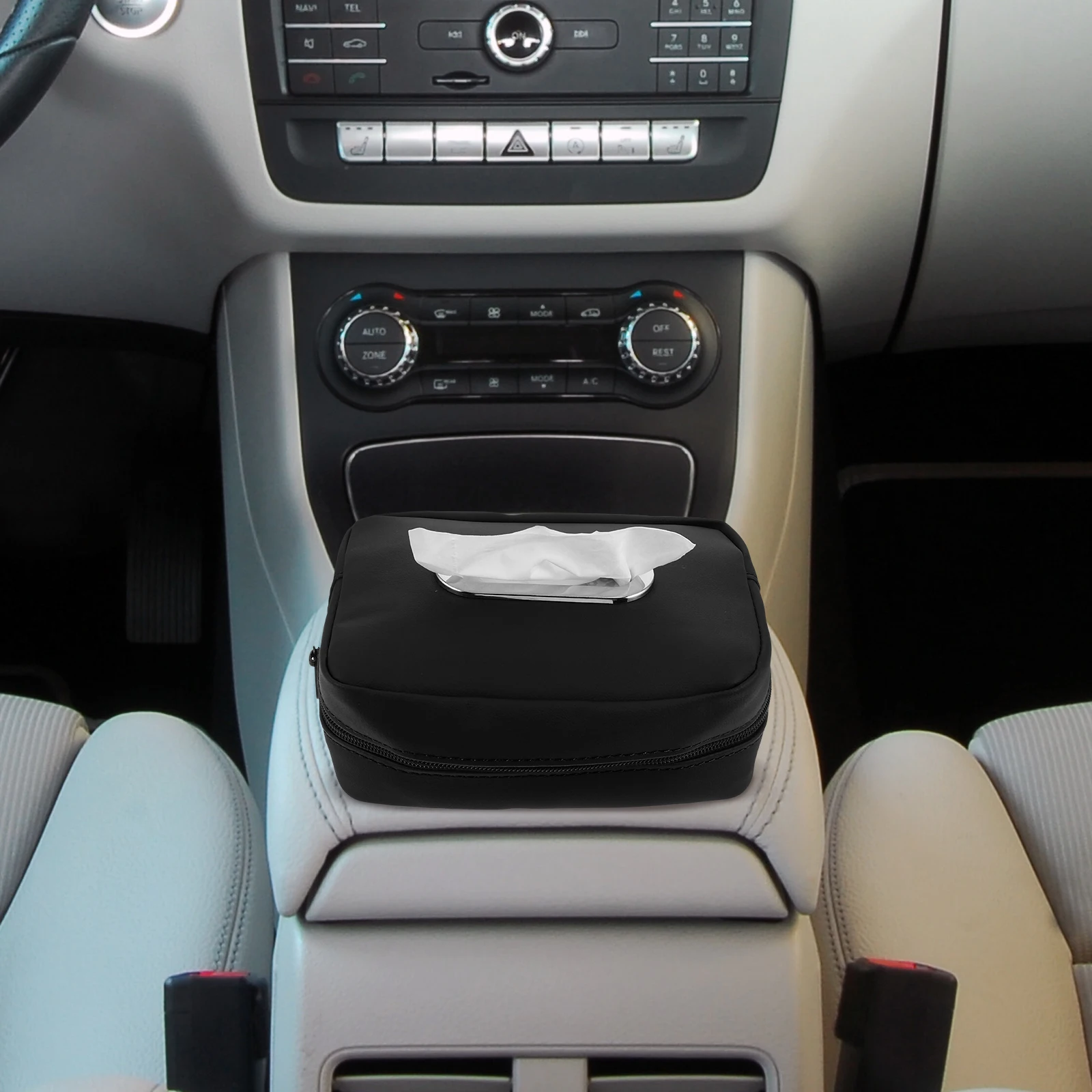 

Multifunctional Car Tissue Holder Pu Sun Visor Napkin Case Universal Backseat Organizer Durable Dark Red Automotive Interior