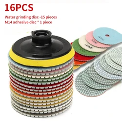 16pcs 100mm 4 inch Diamond Polishing Pad Kit Wet/Dry for Granite Stone Concrete Marble Polishing Use Grinding Discs Set Supplies