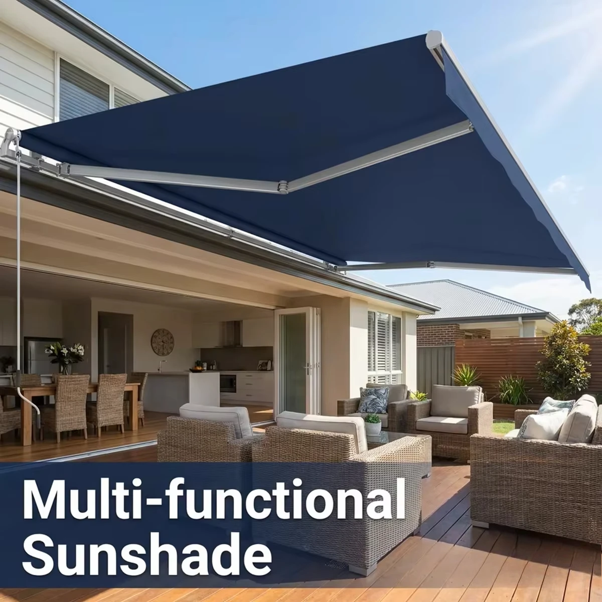 Any Size Custom Full Cassette Electric Folding Arm Remote Control Retractable Awning Waterproof UV Proof Outdoor Shade