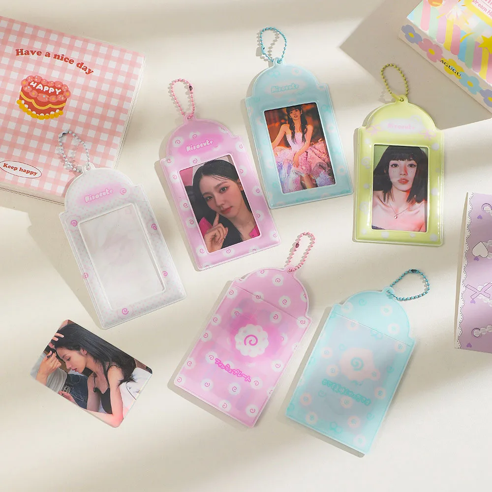 3 Inch PVC Photocard Holder Transparent Student Campus Access Card Case Credit ID Card Holder Cartoon Idol Photo Protector