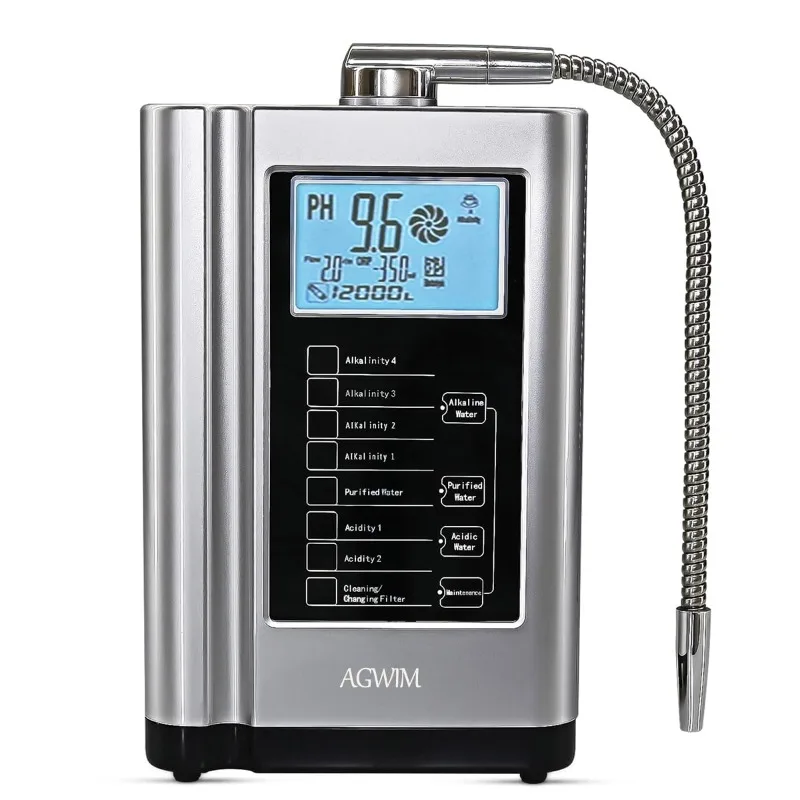 Alkaline Water Ionizer 729,Built-in a Filter,Produces pH 4-10.5 Water,7 Water Settings,Up to -570mV ORP, 8000L Per Filter,Silver