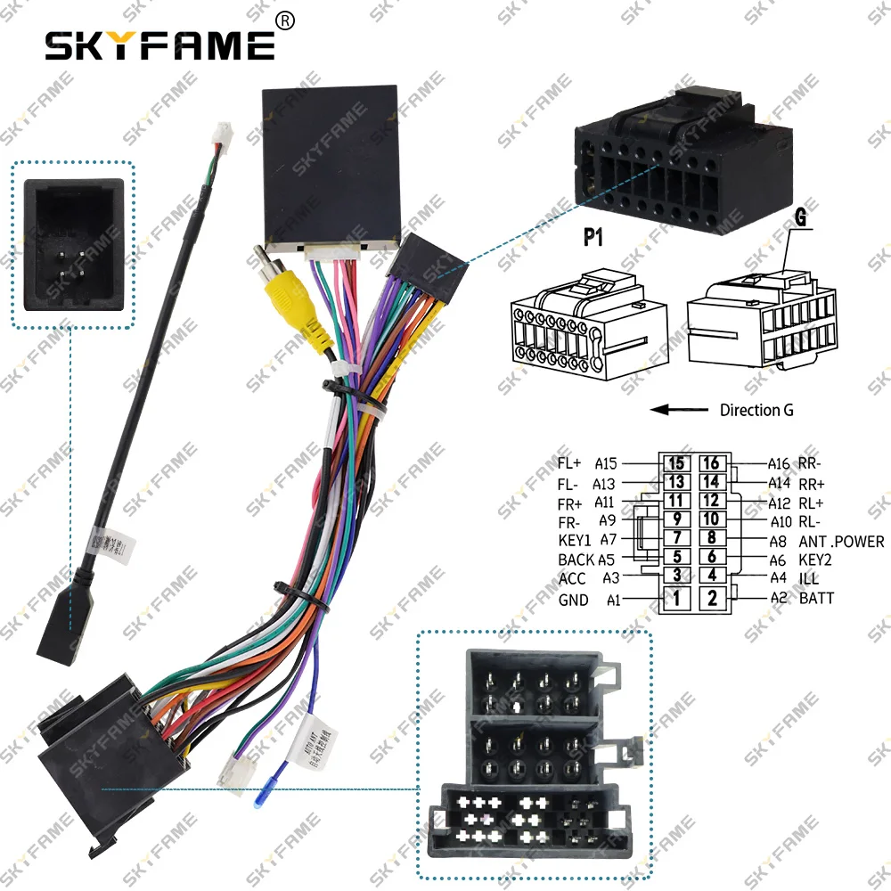 

SKYFAME 16Pin Car Wiring Harness Adapter With Canbus Box Decoder Android Radio Power Cable For Great Wall ORA IQ OD-GRW-09