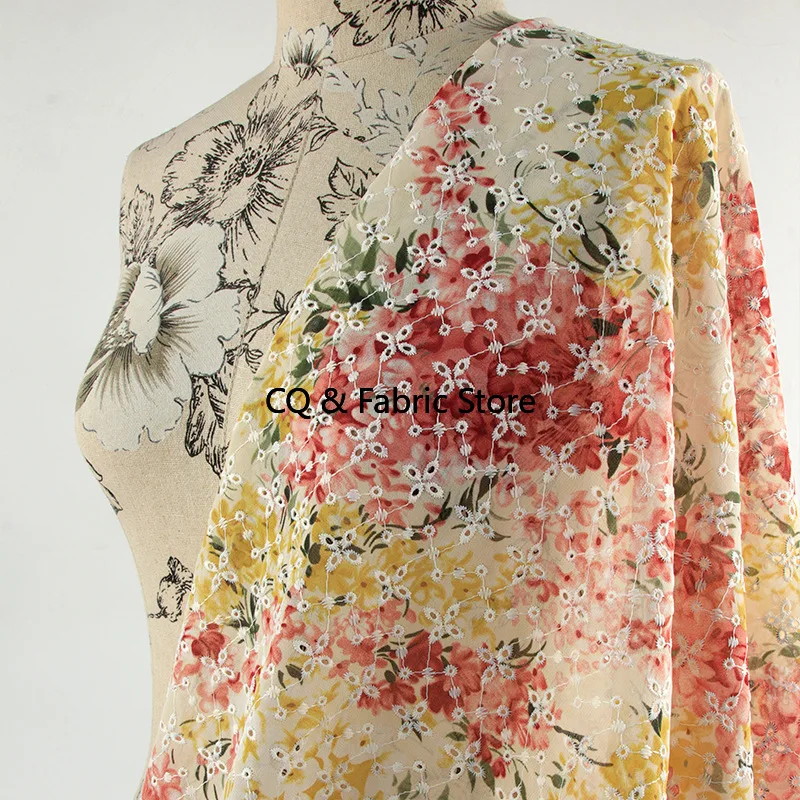 

Шифоновая ткань с вышивкой и принтом, мягкое кружево ручной работы, сделай сам, свадебное модное женское платье