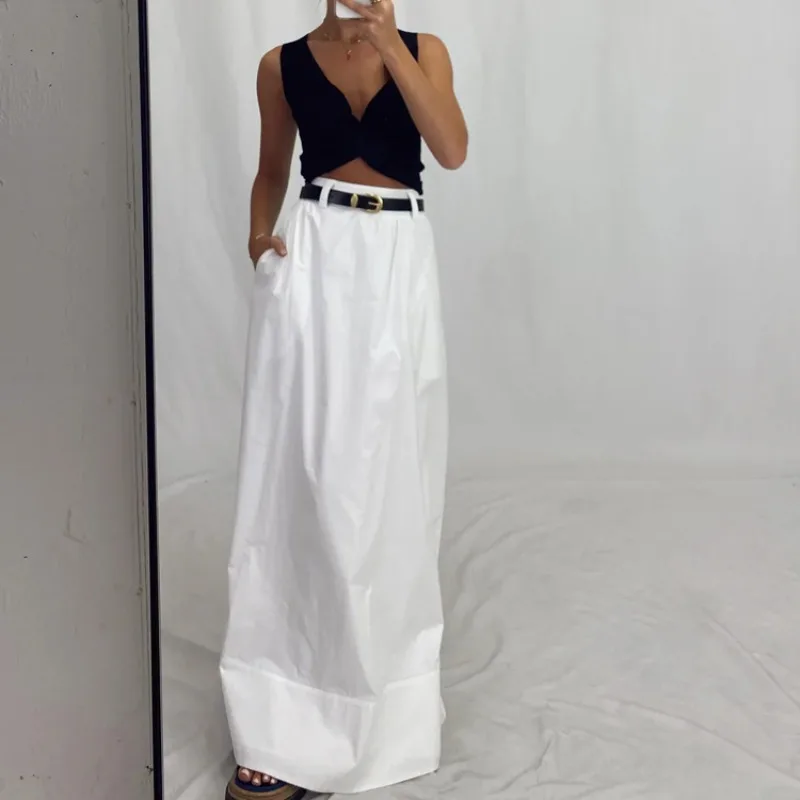 French Cotton Half-length Skirt 2026 Spring and Summer Commuter Style Loose High-waisted A-shaped Skirt