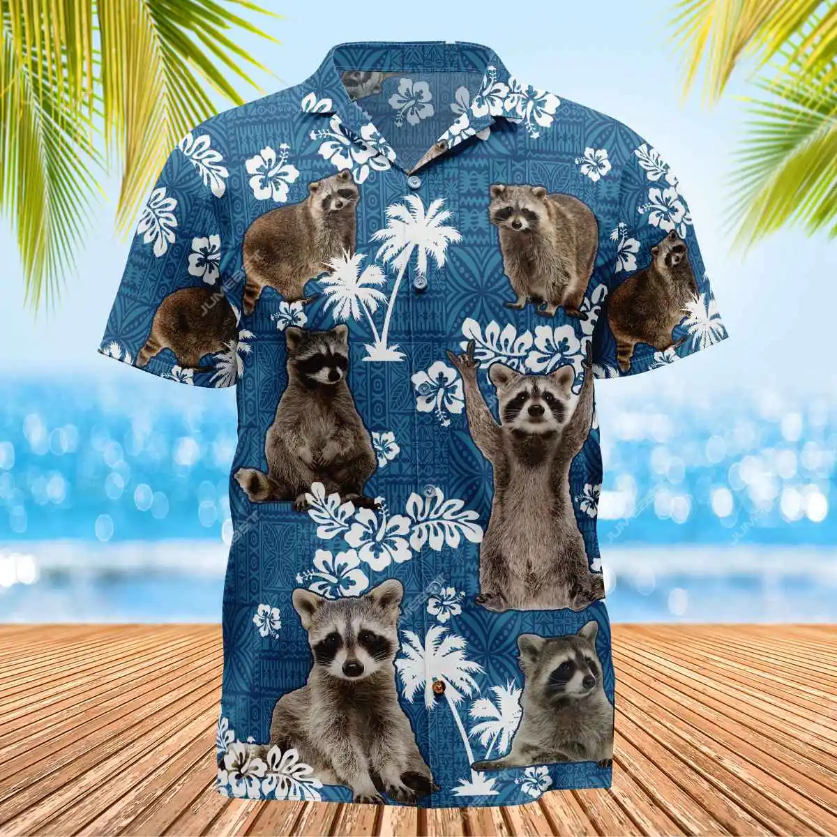 Kemeja Hawaii untuk pria Cutecore anjing hewan seksi bunga rakun tropis kasual pantai Streetwear pemuda Vintage lucu longgar uniseks