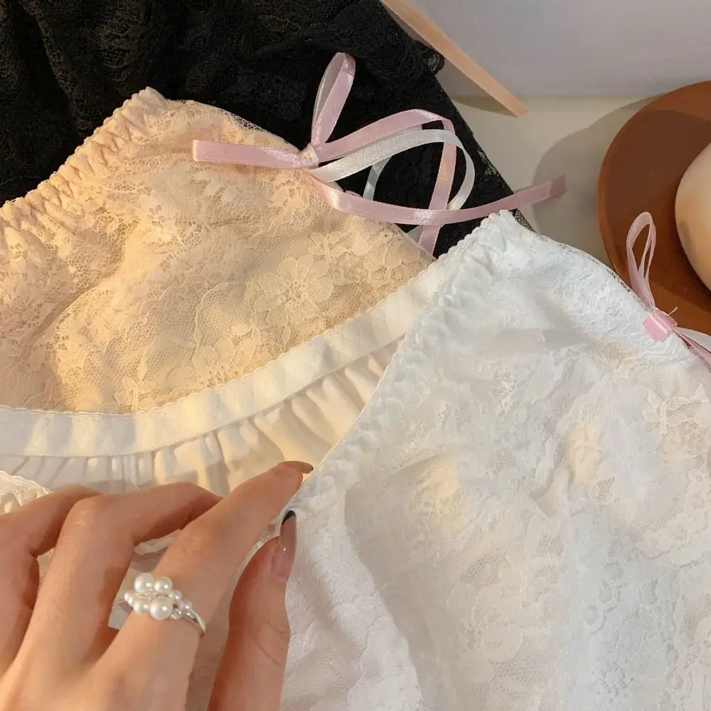 JK Lolita Lace Safety Pants Bowknot Anti-glare Summer Loose Short Pants Ruffled Multi-layer Safety Shorts Women For Women Girl