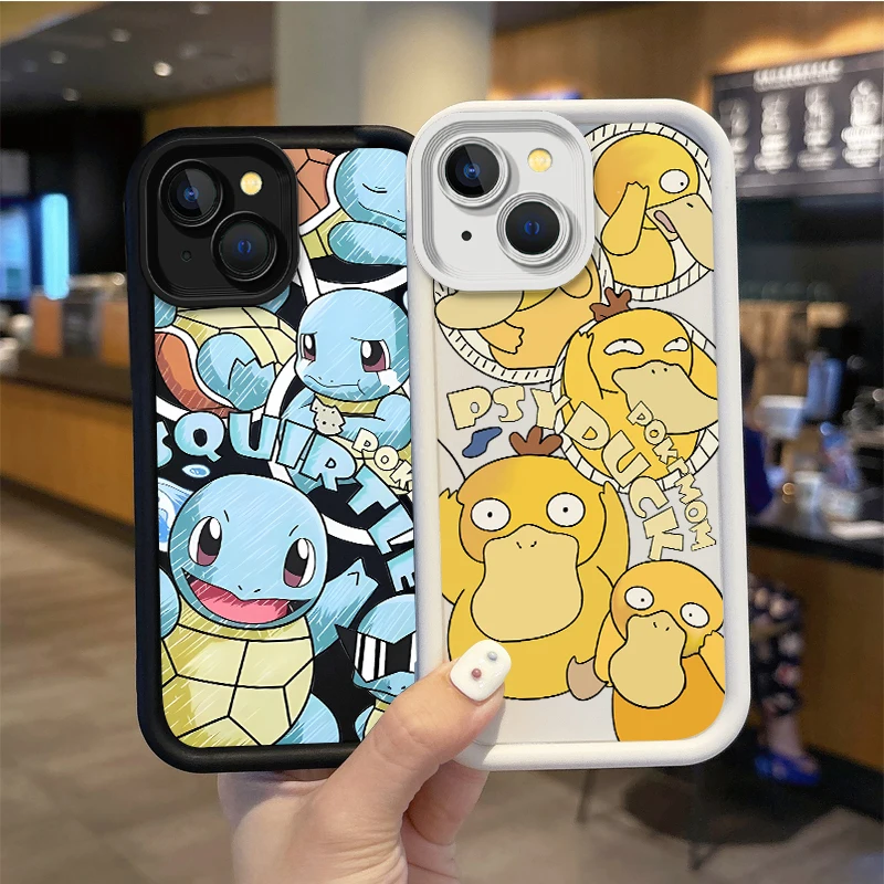 P-Pokemon Psyduck Cartoon Phone Case for iPhone 16 15 14 13 12 11 Pro Max 16 15 14 8 7 Plus X XS Max 8 7 Silicone Non-Slip Cover