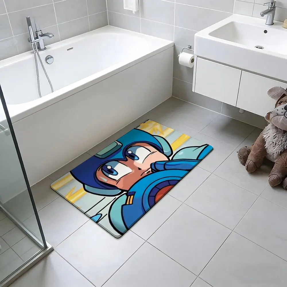 SciFi Robot Anime R-RockmanS Floor Mat Absorbent Floor Mat Non-Slip Entrance Rug for Bathrooms Restrooms and Toilets