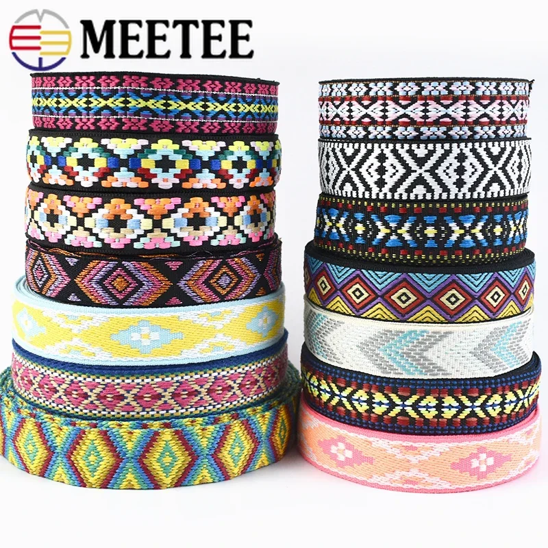 3-10Meters 20-25mm Polyester Jacquard Webbing Ethnic Ribbons for Bag Strap Tape Bias Binding DIY Garment Belt Sewing Accessories