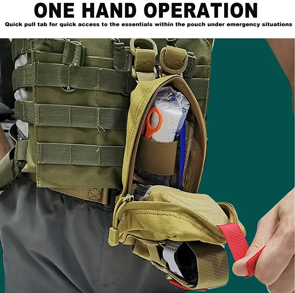 Tactical Medical Pouch Molle EMT Pouch Single-Handed Operation Medical First Aid Bag Outdoor Survival Supplies with Tourniquets