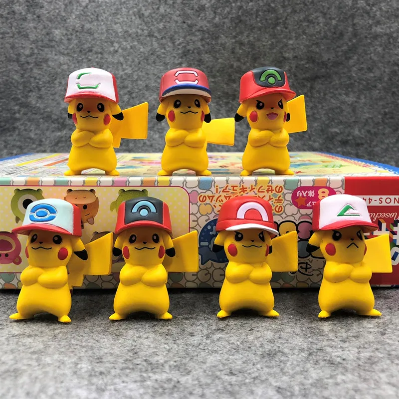 Pokémon Hat Pikachu Collection of 7 PVC Toys Car Ornaments and Home Decorations